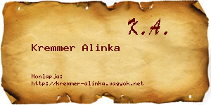 Kremmer Alinka névjegykártya